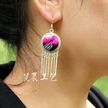 民族风贵州苗族苗银老绣耳环耳饰圆型款（ 小号）