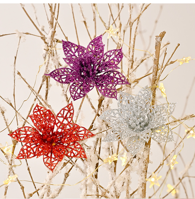 New Product Christmas Decoration Christmas Tree Decoration Christmas Hollow Simulation Flower display picture 3