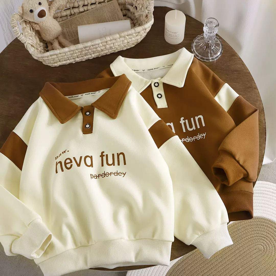 男童秋装卫衣2025新款翻领polo衫儿童春秋宽松长袖衫小童上衣批发