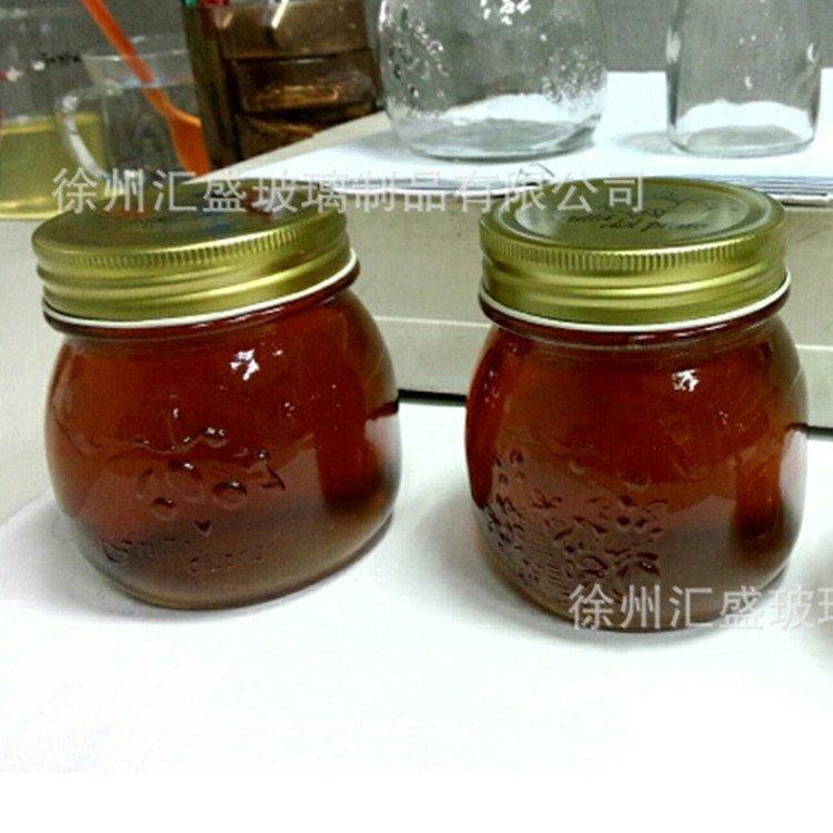 厂家批发雕花密封玻璃蜂蜜瓶透明带盖果酱瓶酱菜瓶果酱瓶储物罐