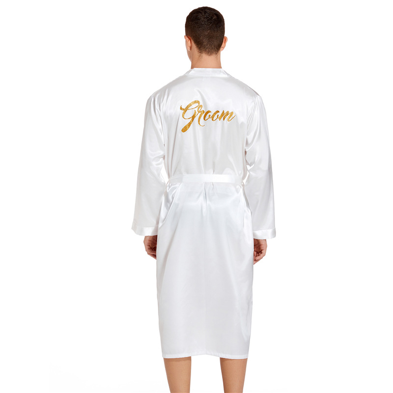 Cross border man Thin section Bronzing word Groom Groom Wedding celebration dressing gown Autumn Home have more cash than can be accounted for Cardigan robe