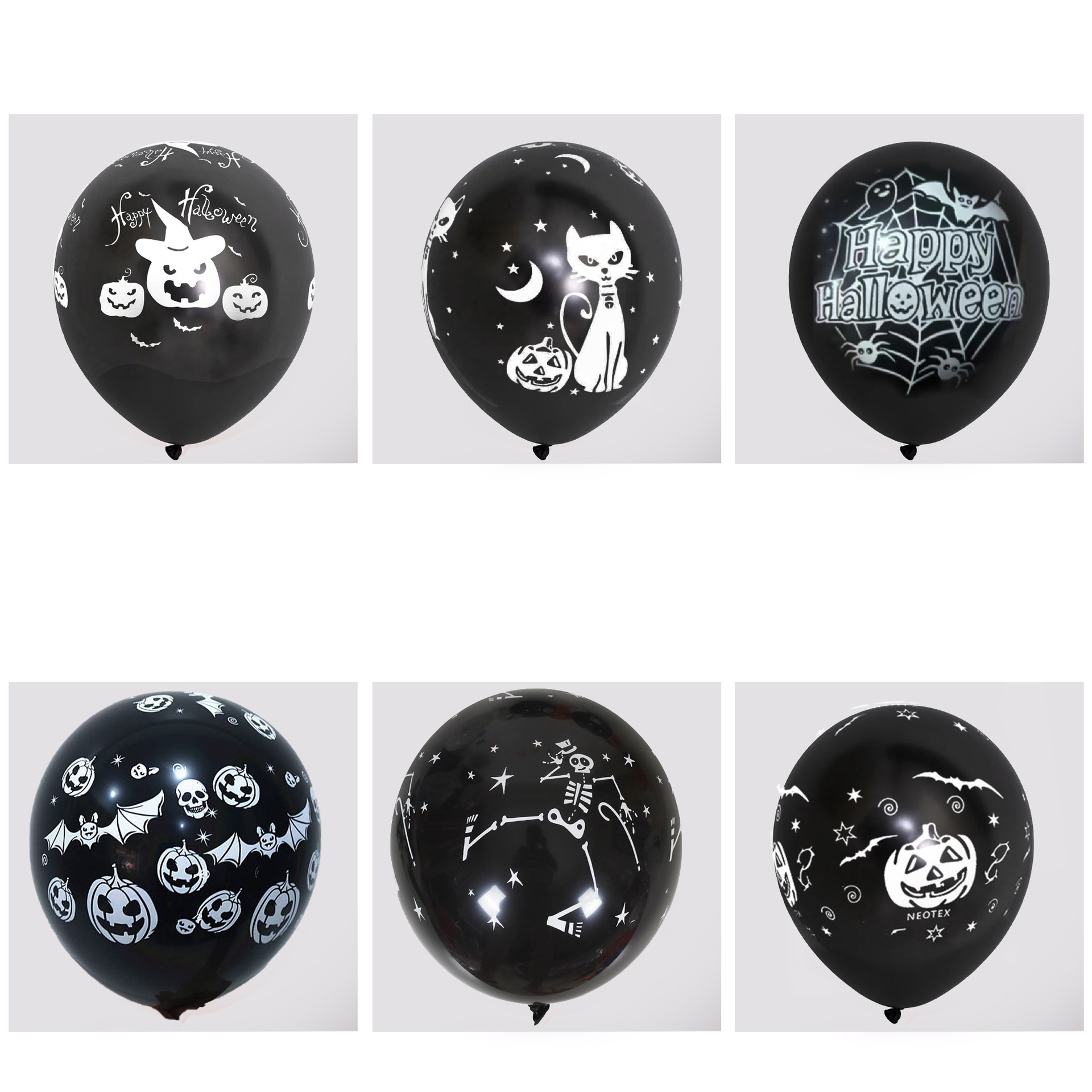 10 pulgadas Halloween de cinco caras negro mezcla 100 / paquete