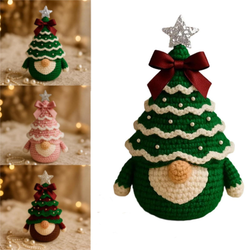 DIY Crochet Christmas Tree Gnome Kit DIY 钩针圣诞树侏儒套件|undefined