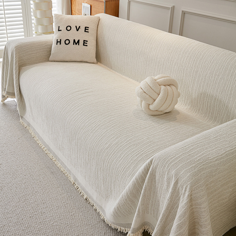 Toalla de sofá de color simple, cuatro estaciones antideslizante, toalla de sofá de lujo ligera, toalla de cubierta de sofá de lujo
