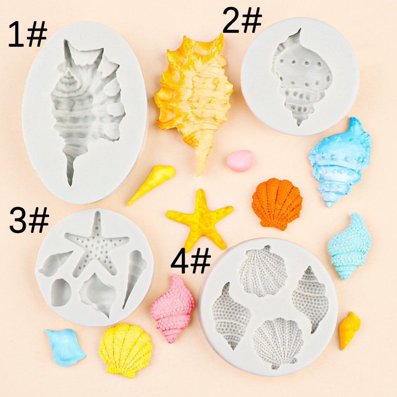 Ocean Conch Series Molde de silicona Chocolate Funda de chocolate Decoración de pastel de goteo Molde de herramienta de decoración de yeso