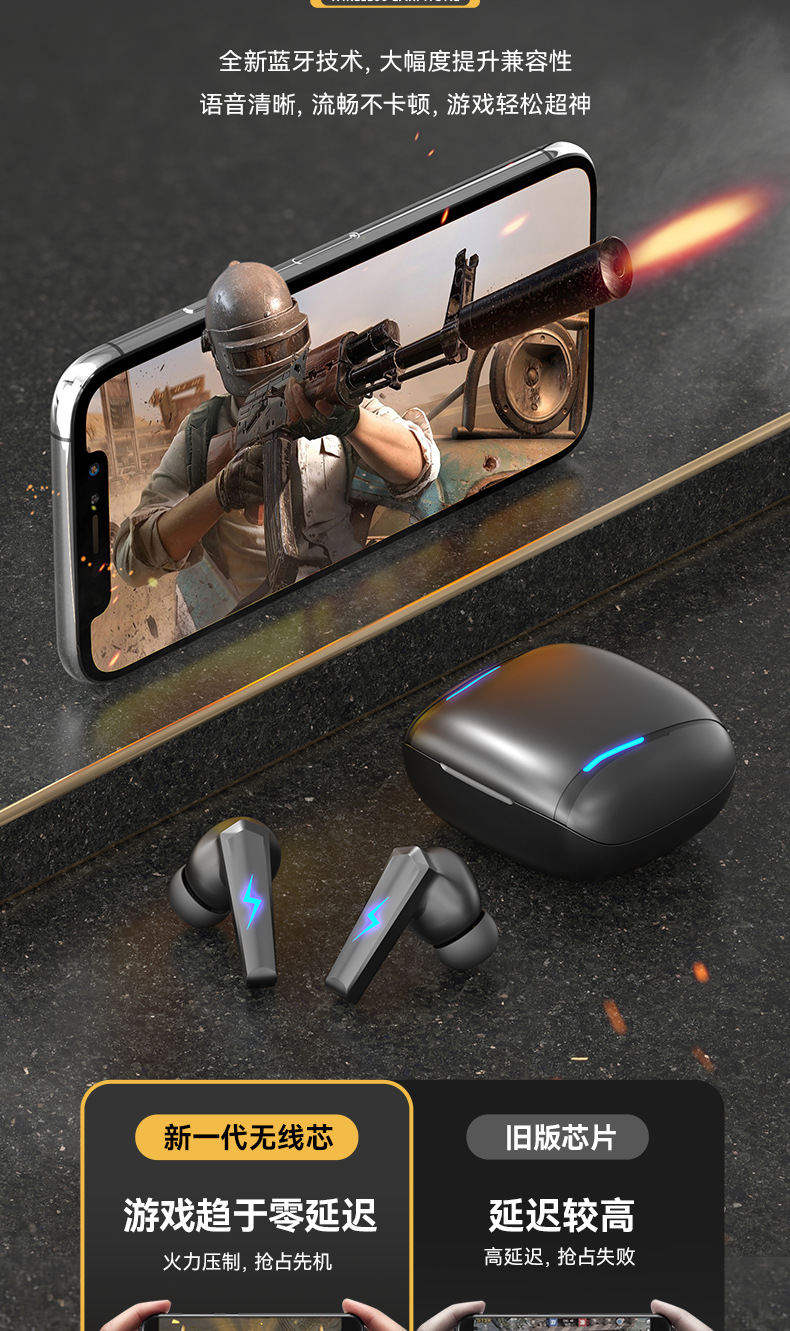 Ultra uzun pil ömrüne, yüksek görünümü, yüksek kaliteye, yıldırımsız gecikmesiz kulaklıklarla sınır ötesi özel model spor kulak içi Bluetooth kulaklıklar