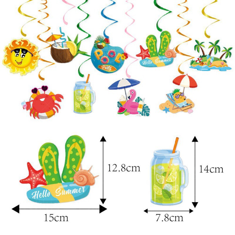 Transfronterizo nuevo Hawaiian fiesta decoración espiral etiqueta verano fiesta colgante decoración espiral colgante ornamento colgante adorno colgante ornamento