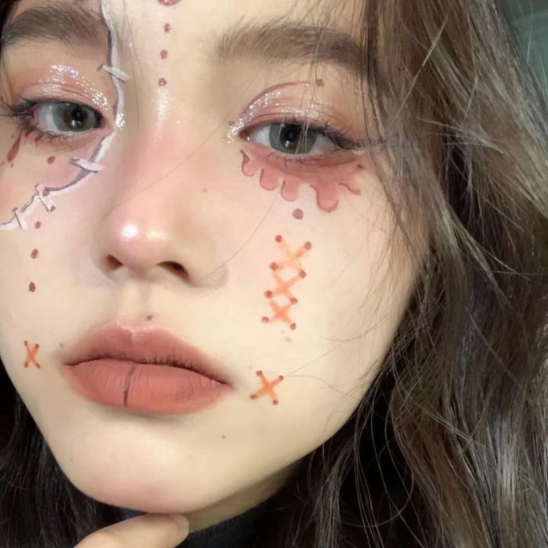 万圣节儿童妆容脸部贴纸 卡通搞怪个性脸部纹身贴纸 派对风贴纸|undefined
