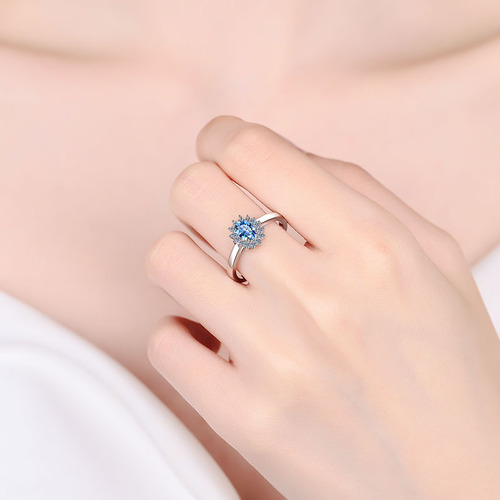 925 sterling silver ring for women sapphire blue dove egg moissanite ring plated with pt950 gold manufacturer direct wholesale