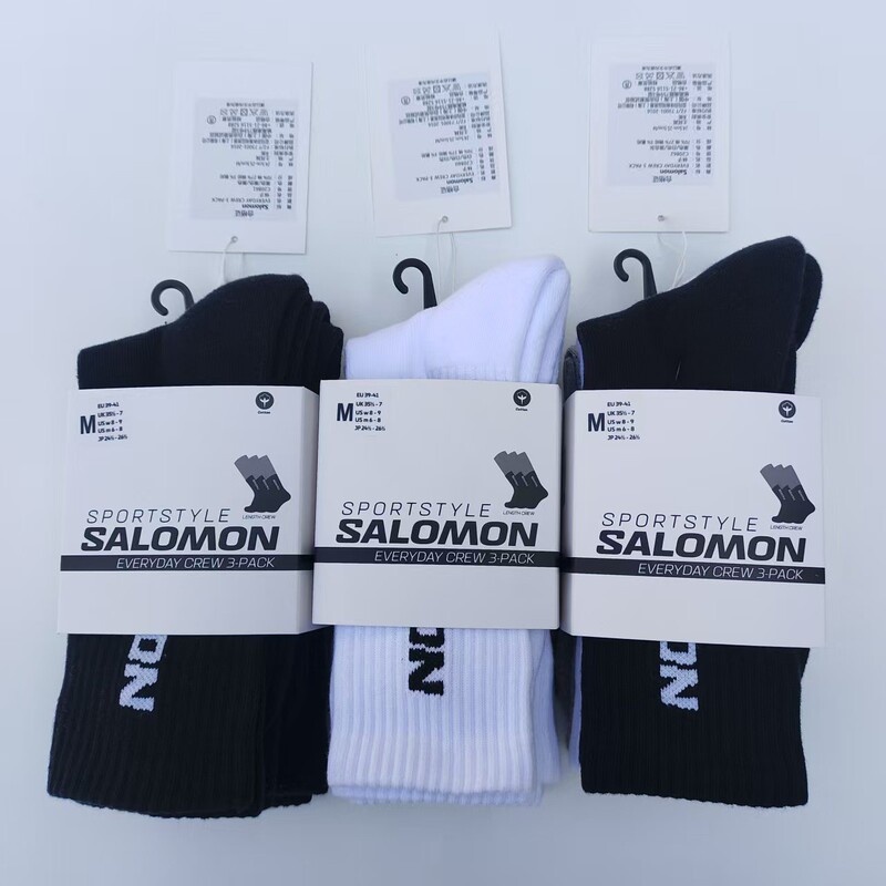 Salomon Salomon Outdoor Socks Sports Tube Socks Four Seasons Men's and Women's Fashionable Versatile Casual and Comfortable Three Pairs