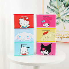 Japanese-style cartoon avatar PU foldable storage desktop organizer storage box for cosmetics, stationery, and accessories category sorting and storage