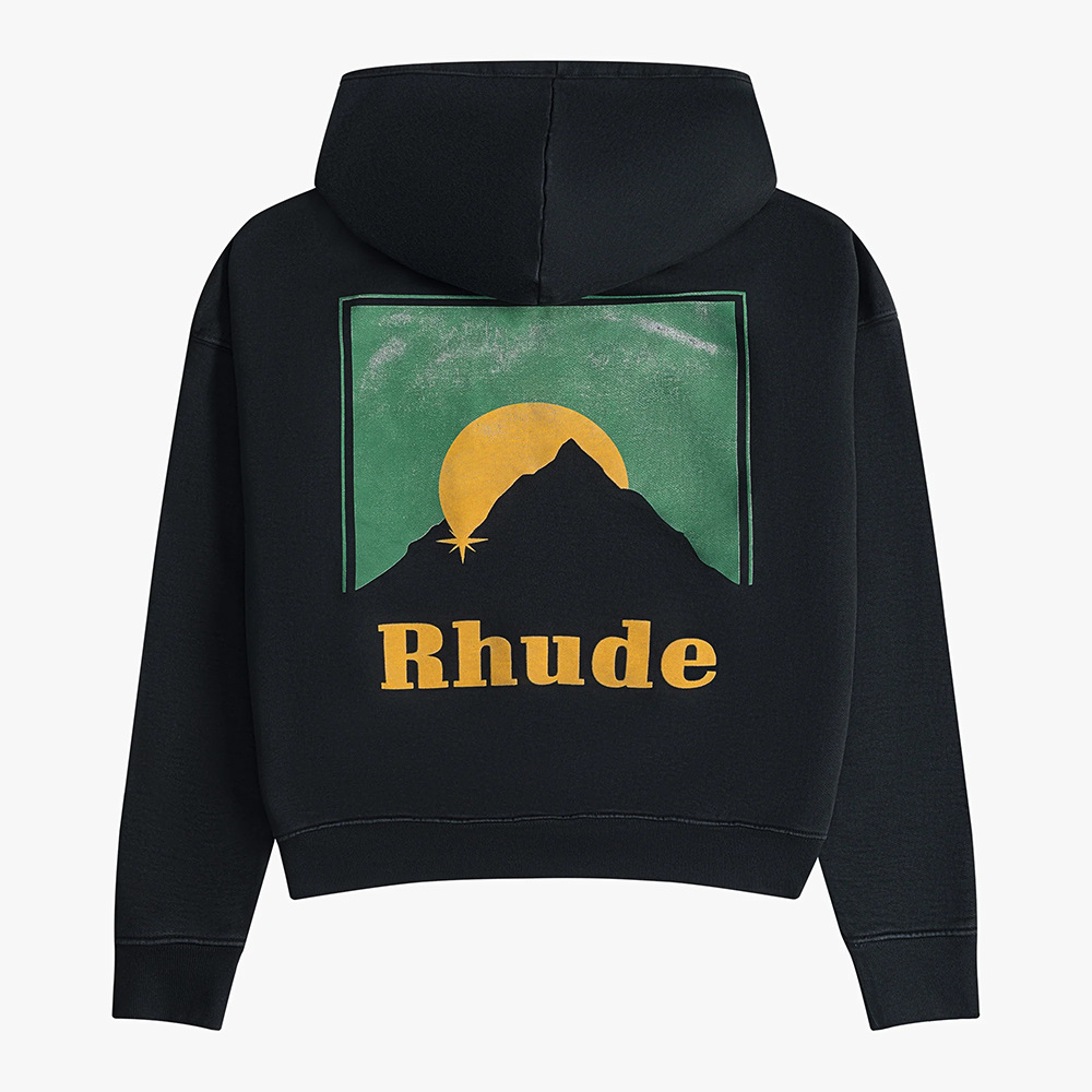 RHUDE FW24 colección de otoño y invierno Mustang palmeras totem impresión inglés americano sudadera encapuchada alta calle