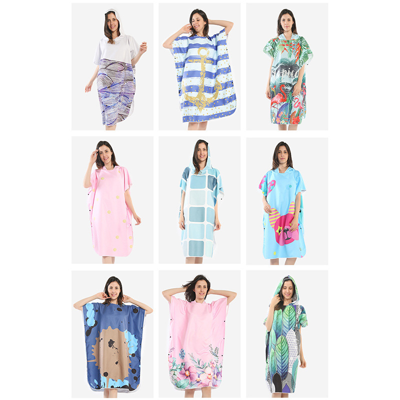 Adultos personalizados de doble cara veloz secado capa capa capa natación chal de playa impresión digital absorción bata de baño