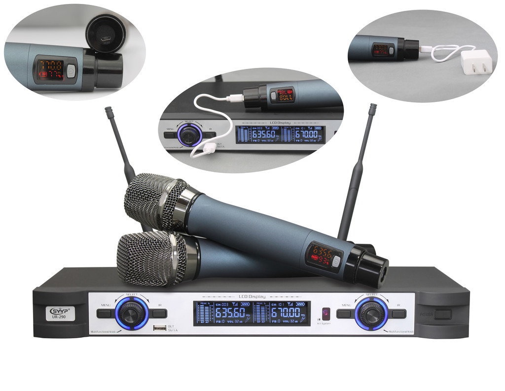 台湾思音SYYP UR-290一拖二18650充电款无线麦克风动圈麦KTV专用