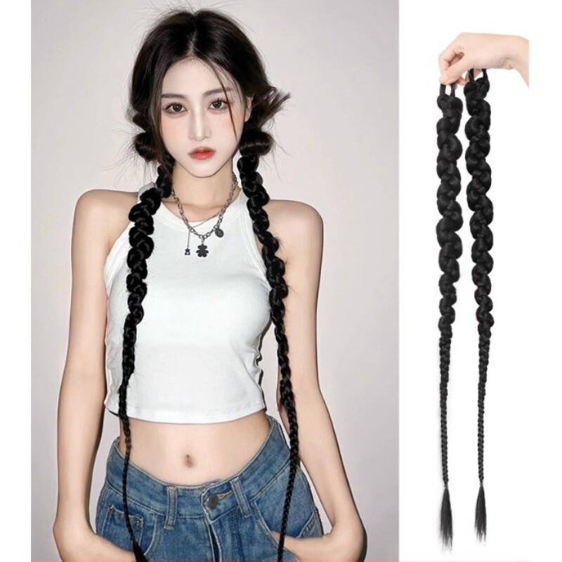 Wig Women's Ponytail Net Red European and American Braided Wig Spice Girl Fashion Hair Accessories Realistic Twisted Braid Dirty Braid