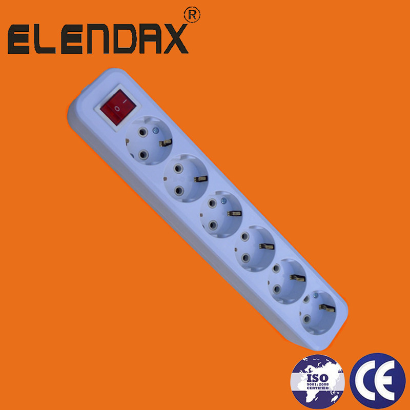 供应六位带接地带开关欧式插板 (E8006ES)