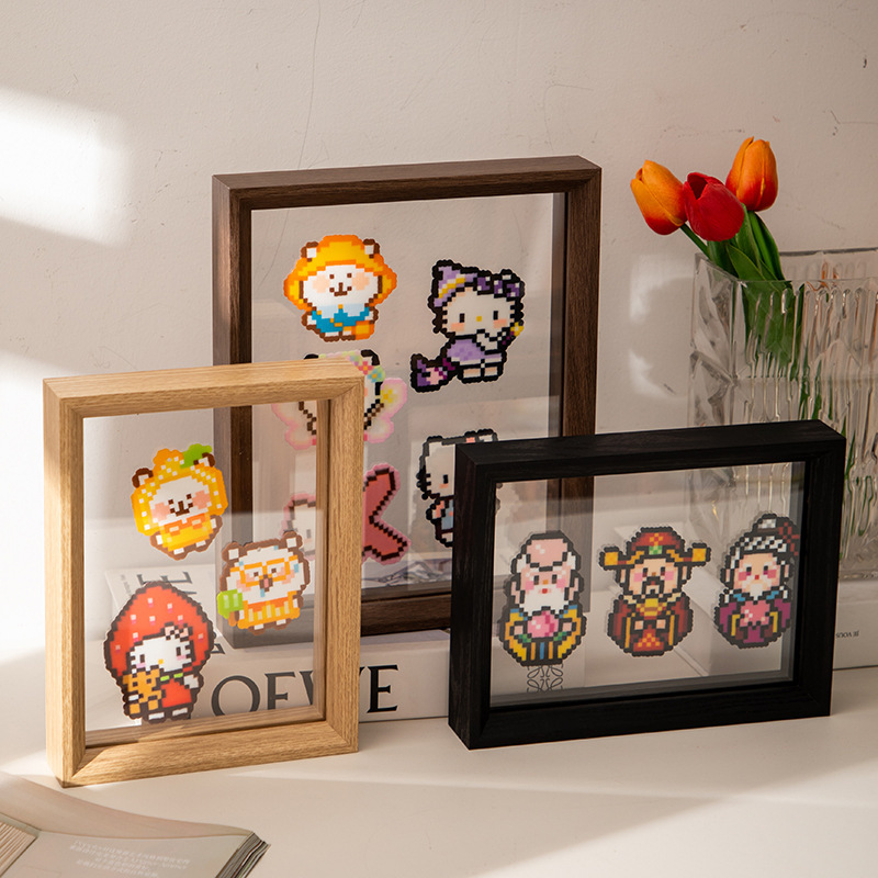 Acrylic bead picture frame, square double-sided transparent, finished bead art storage box, empty frame desktop display stand Acrylic bead picture frame, square double-sided transparent, finished bead art storage box, empty frame desktop display stand