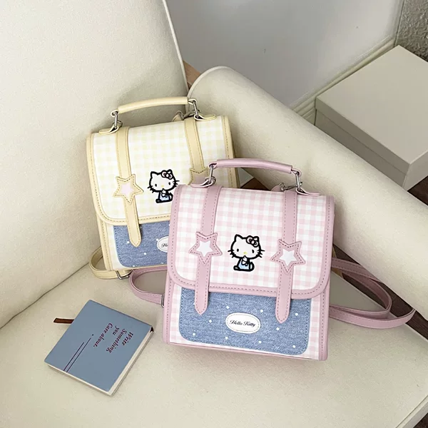 Cute Cartoon Cat College Style Backpack for Women 2026 Niche Design Versatile Backpack Crossbody Bag Korean
