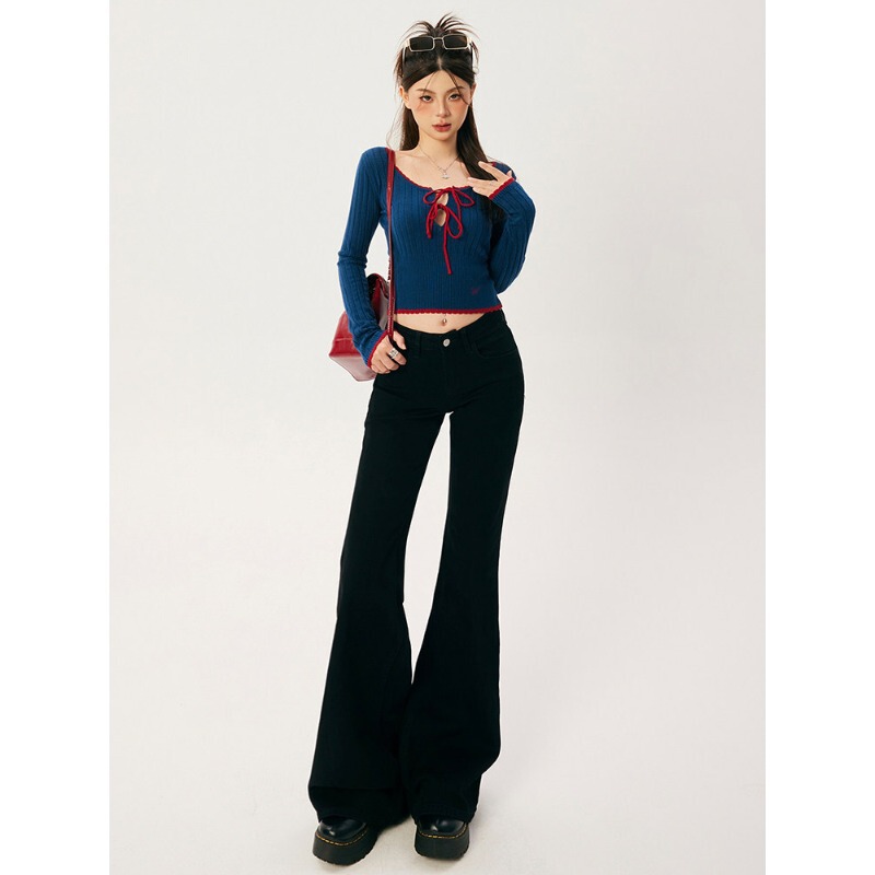 Black Flared Jeans for Women, Summer 2026 Trendy New Style, Low-Waisted Pants That Don'T Hug the Legs, Slimming, Floor-Length Pants Black Flared Jeans for Women, Summer 2026 Trendy New Style, Low-Waisted Pants That Don'T Hug the Legs, Slimming, Floor-Length Pants