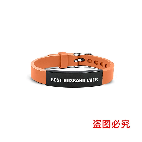Orange silicone black bracelet