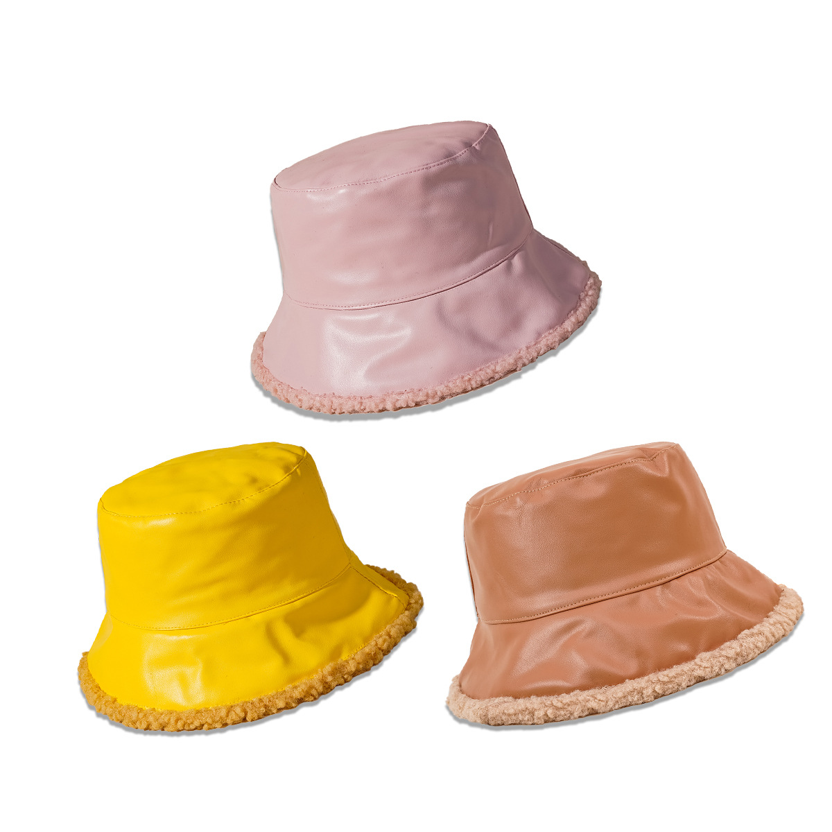 Chapeau Chaud Et Froid À La Mode Coréenne Chapeau De Pêcheur En Cuir Double Face En Peluche À Larges Bords display picture 2