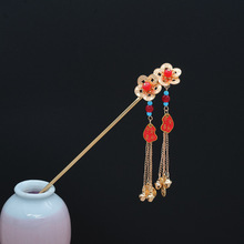 财源滚滚来~ 复古国风金色铜钱花朵流苏发簪新中式高级感簪子