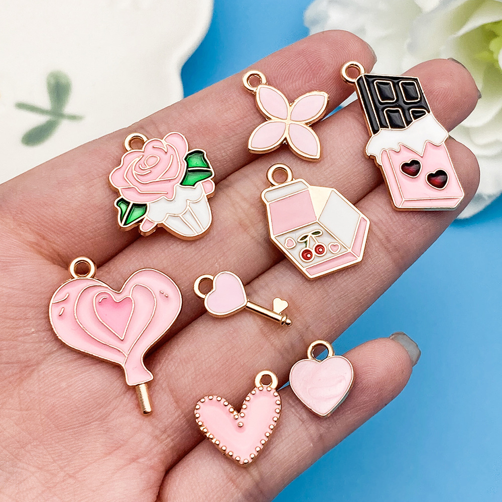 Colgante de rosa esmaltada para joyería DIY