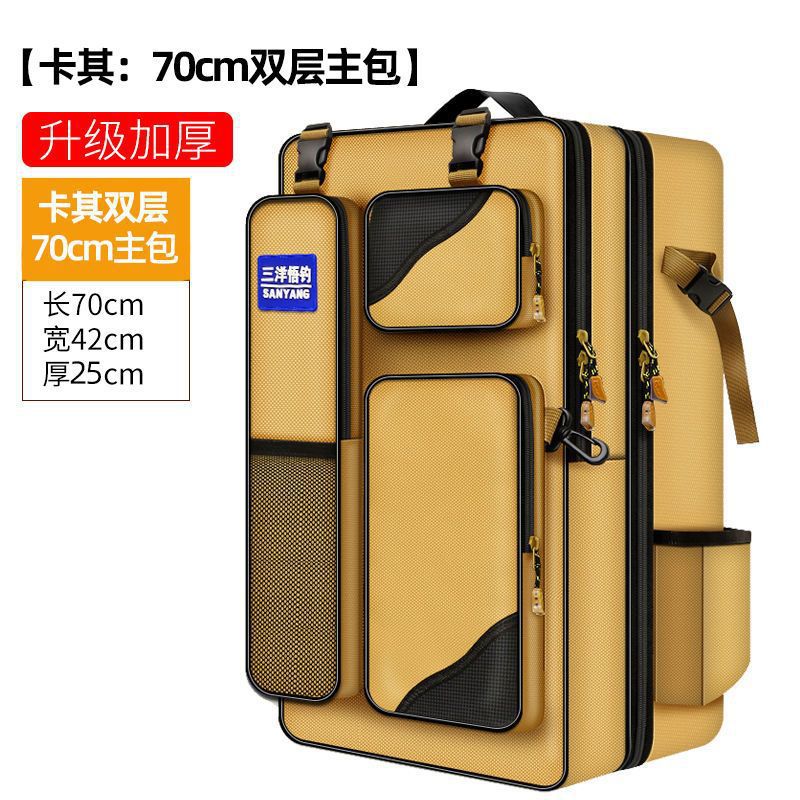 Mochila de pescar, mochila de hombro, mochila de pesca multifuncional, bolsa de pescado de doble capa, bolsa de caña de pesca, fábrica de artículos de pesca, comercio al por mayor