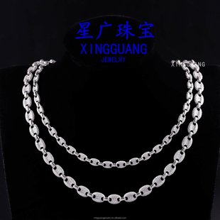 Sterling Silver Moissanite Inlaid Hip-Hop European and American Cross-Border Trend All-Match Unisex Pig Nose Necklace