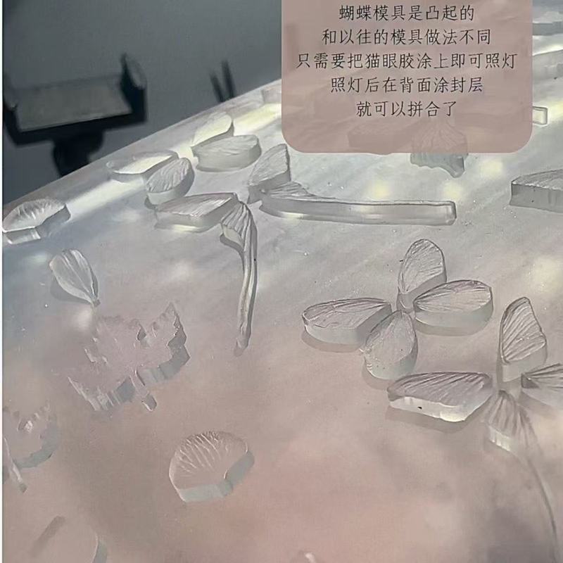 新しい豚の同じスタイルのネイルアートモールド超薄型蝶高透明 diy ネイルアートモールド突出蝶型シリコーンモールド|undefined
