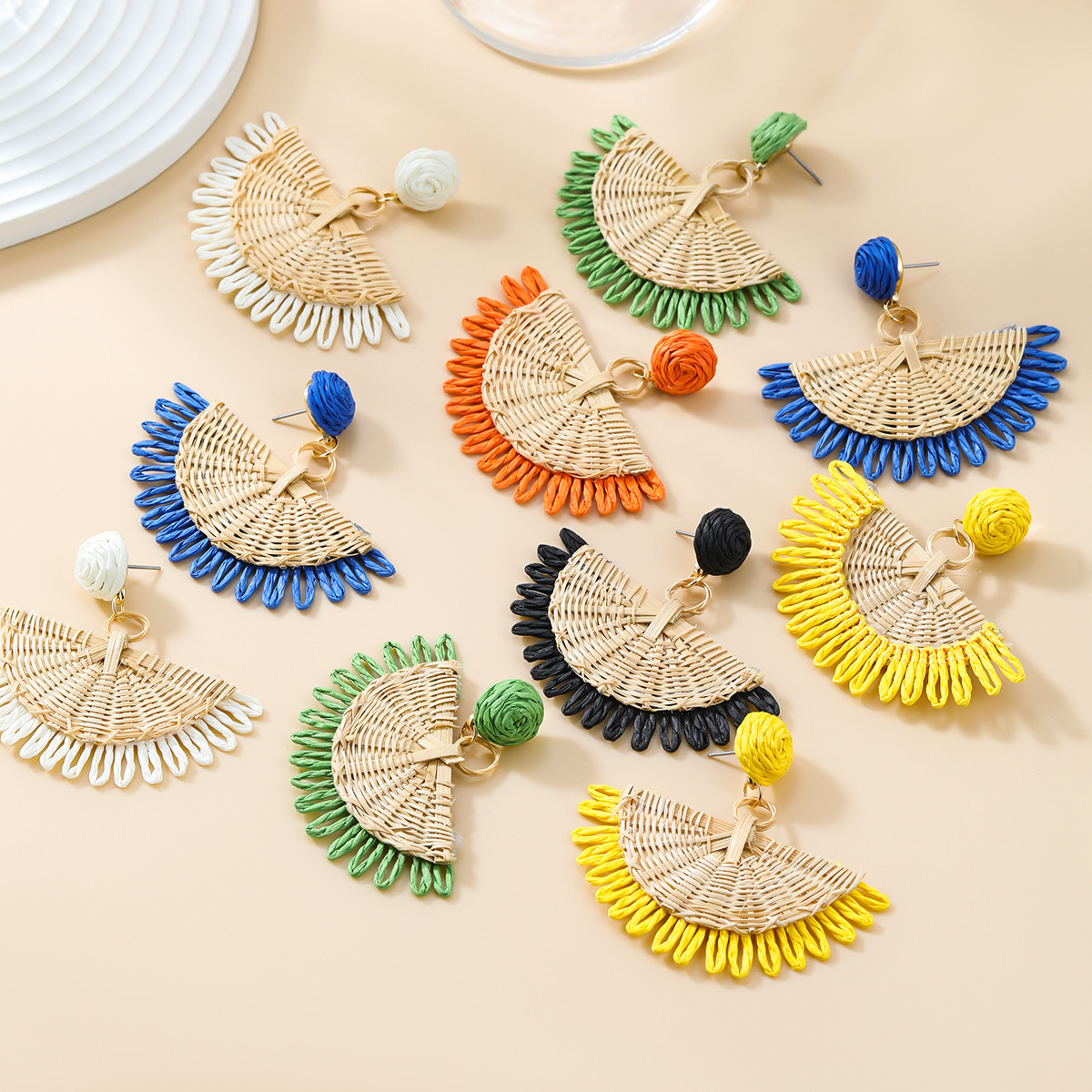 7g Weight 304 Stainless Steel Ear Needle Material Drop Earrings Classification 1 Pair Quantity Holiday, Weekend Occasion raffia Material Geometric Pattern All Seasons Season Women's Gender Braid Design Vacation, Ethnic Style Style 1 Pair Vacation Ethnic Style Geometric Braid Raffia Drop Earrings 1