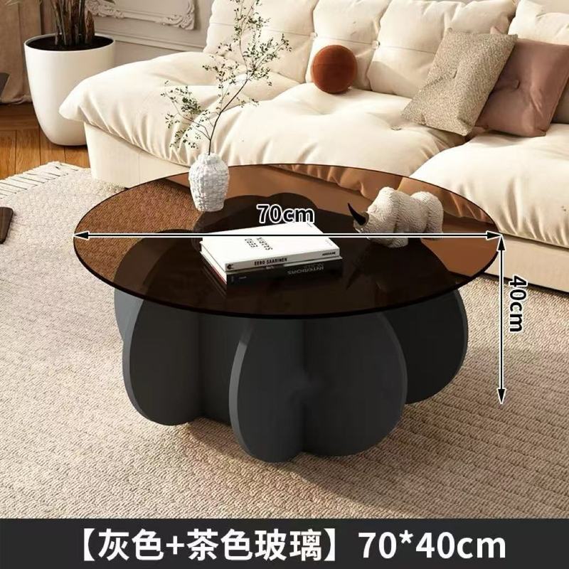 极简玻璃茶几轻奢现代茶几客厅家用小户型圆形网红ins 阳台小桌子|undefined