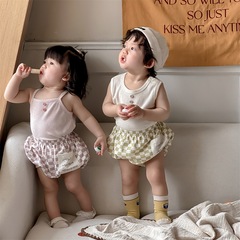 Korean summer new niche children's clothing high-end unisex baby top undershirt tank shorts outdoor set
