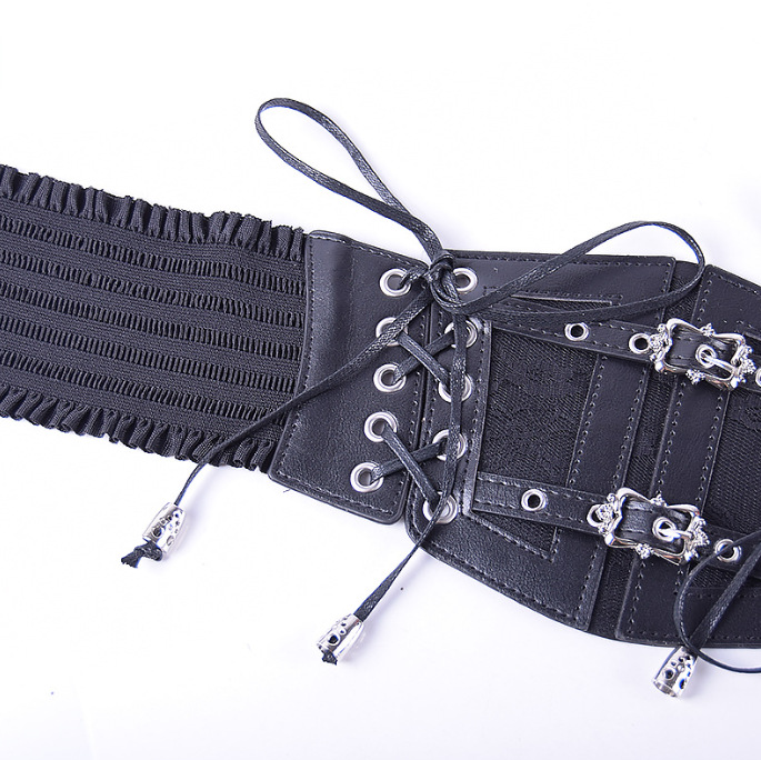 Nový pásek, krajkový pásek, kožený pásek v pase, dámská dekorace, tvarující postavu, evropská a americká retro kovová spona, elastický pas_voghion.com