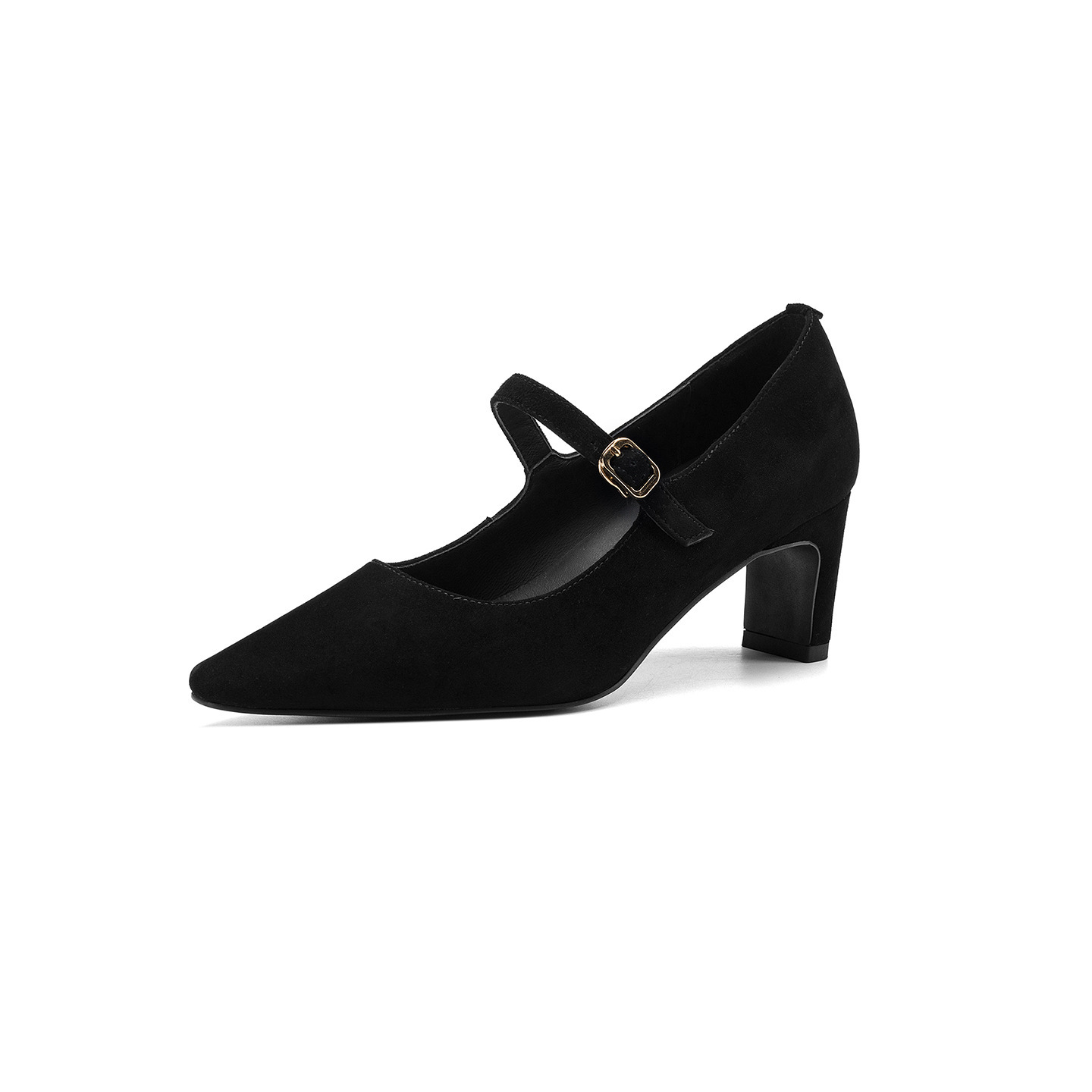 Giày Mary Jane nữ da dê quai ngang khóa gót 6 cm — màu nâu chi tiết 37