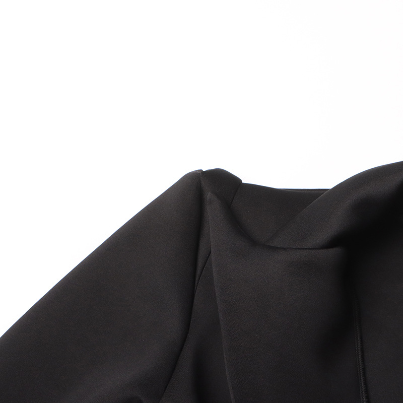 Robe tailleur ultra-courte à manches longues et revers K New Style, entièrement ornée de diamants, style mondain sexy_voghion.com