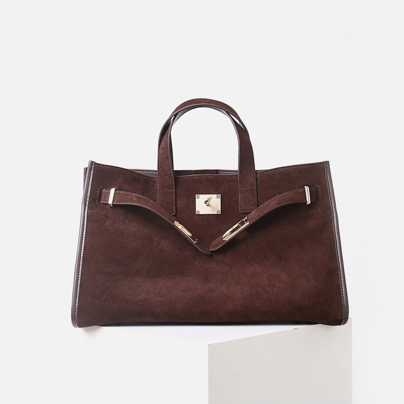 2026 Autumn/Winter Cross-Border Export Faux Suede Leather Commuter Large Tote Bag Handbag Genuine Leather Crossbody Laptop Bag