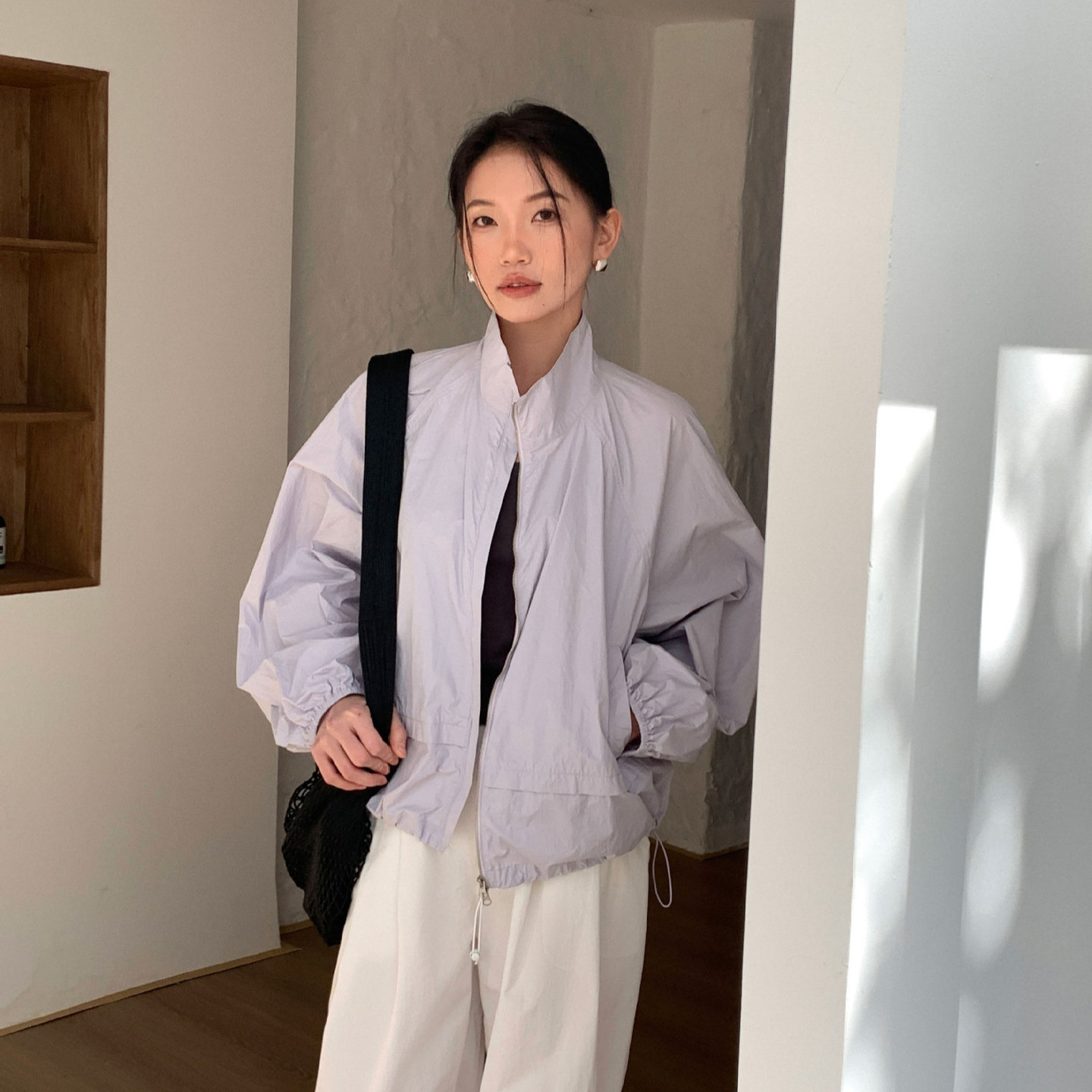 6UP早春新款立領薄外套13行新款韓系極簡慵懶穿搭高級感ins91103