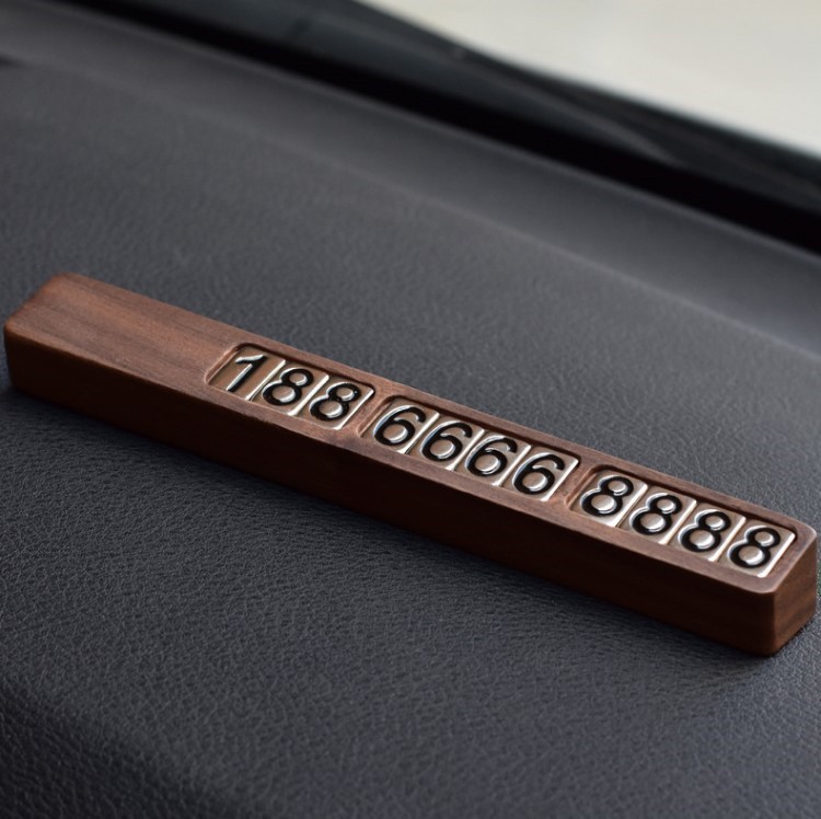 Redwood Car Moving License Plate Solid Wood Creative Temporary Parking Plate Telephone Number Plate High-end Car Moving License Plate Sunscreen
