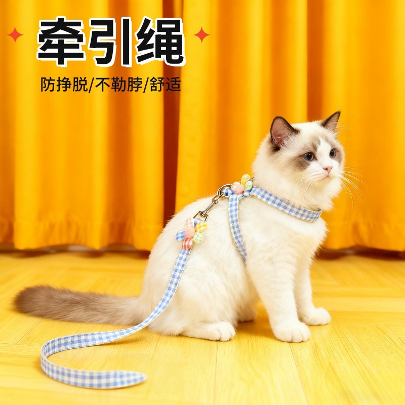 Chaleco para perros tipo cuerda de tracción para mascotas cinturón de pecho para gatos perros pequeños para evitar que se desprenda cuerda para caminar para perros