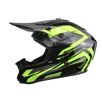Seasons motocross helmet, Motosiklet kaskı (dəbilqə) - yellow-lines-goggles-gloves-and-mask-s