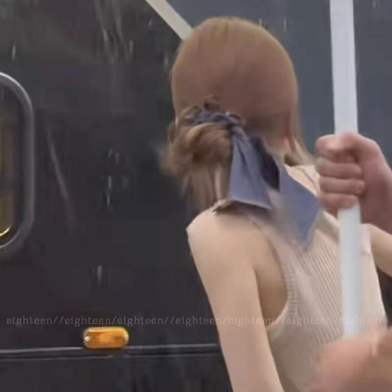 Let Me Shine Zhao Lusi Xu Yan with Denim Bow Ribbon Hair Tie Head Flower Hair Accessory Retro Hair Tie