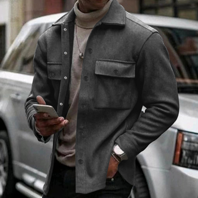 Men's clothing Spring and Autumn casual men's velvet lapel top single breasted solid color slim jacket outer_voghion.com