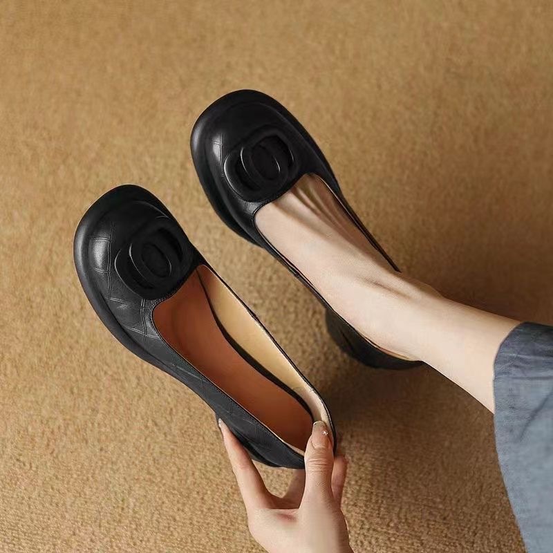 Zapatos de cuero retro de suela suave y poco profunda para mujeres 2026 otoño nuevos zapatos de un solo pie, zapatos de tacones gruesos, zapatos de Lefour