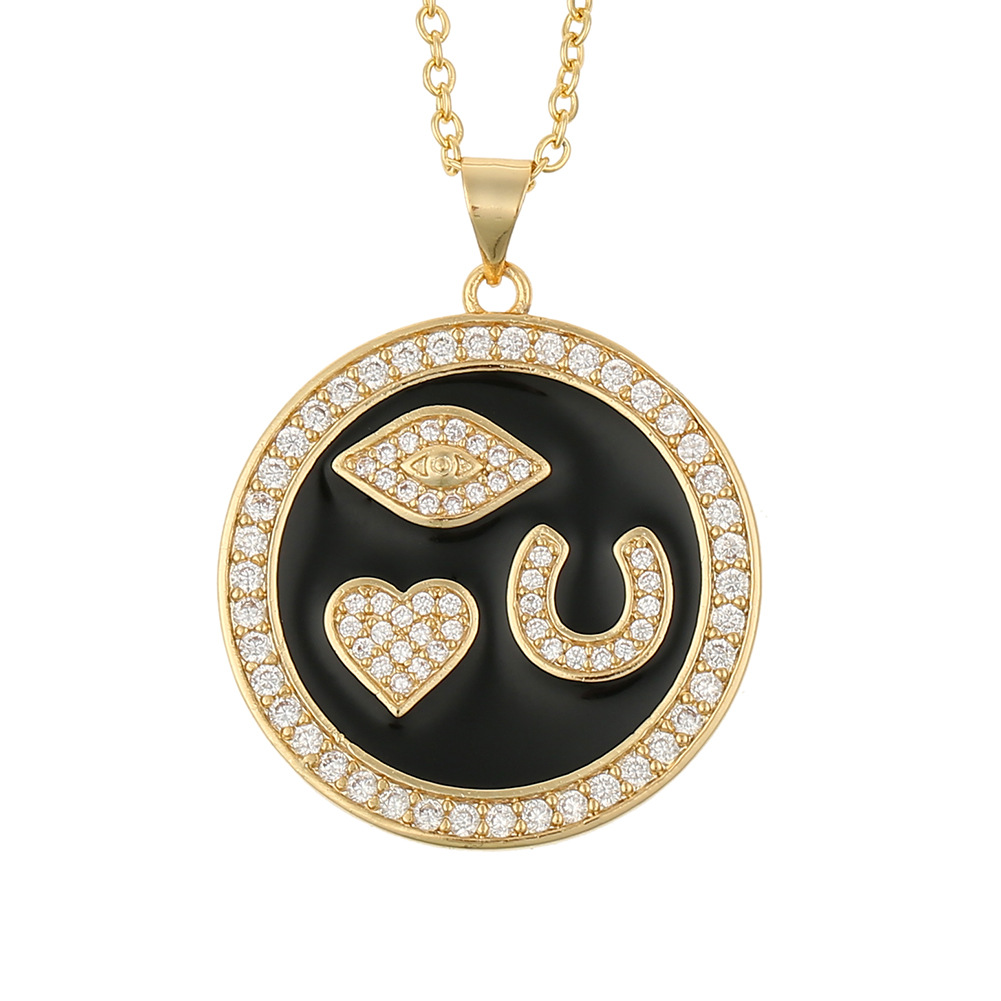 Fashion Eye Heart-shape Copper Inlaid Zircon Necklace Wholesale display picture 4