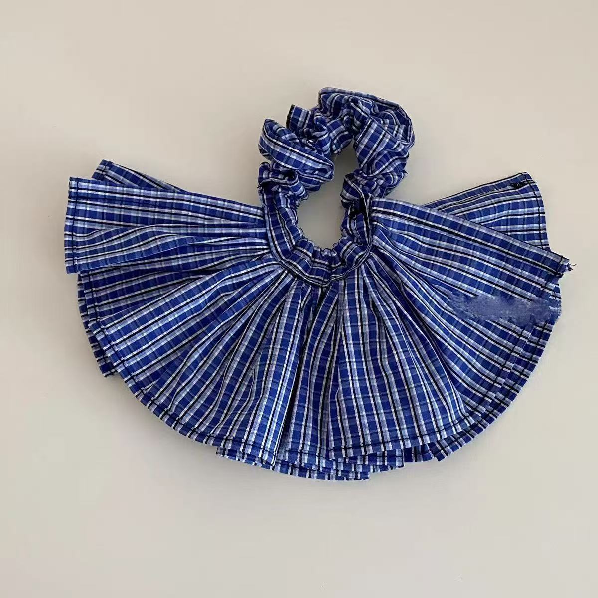 5677 스커트 머리끈 - 파란색 원형 파란색 체크무늬