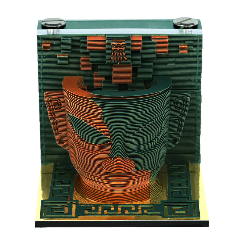 三星堆面具纸雕笔筒创意桌面摆件景区旅游文创礼品定制3d立体便签|undefined