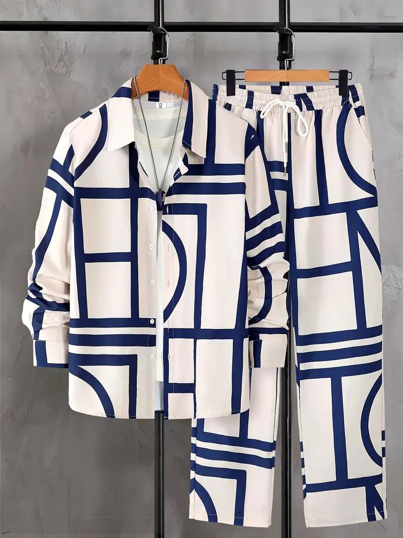 American Cross-border 2024 nueva línea de tendencia de moda casual camisa de manga larga pantalones traje MB12 ML4