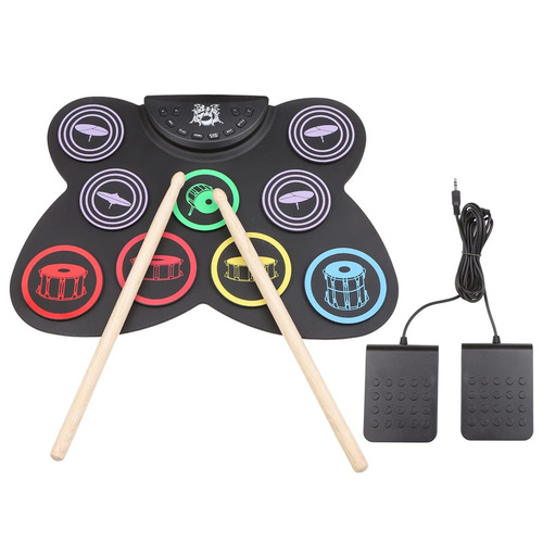  New Colorful Roll Electronic Drum for Children and Adults, Beginner-Friendly Foldable Jazz Drum, Silicone Desktop Drum