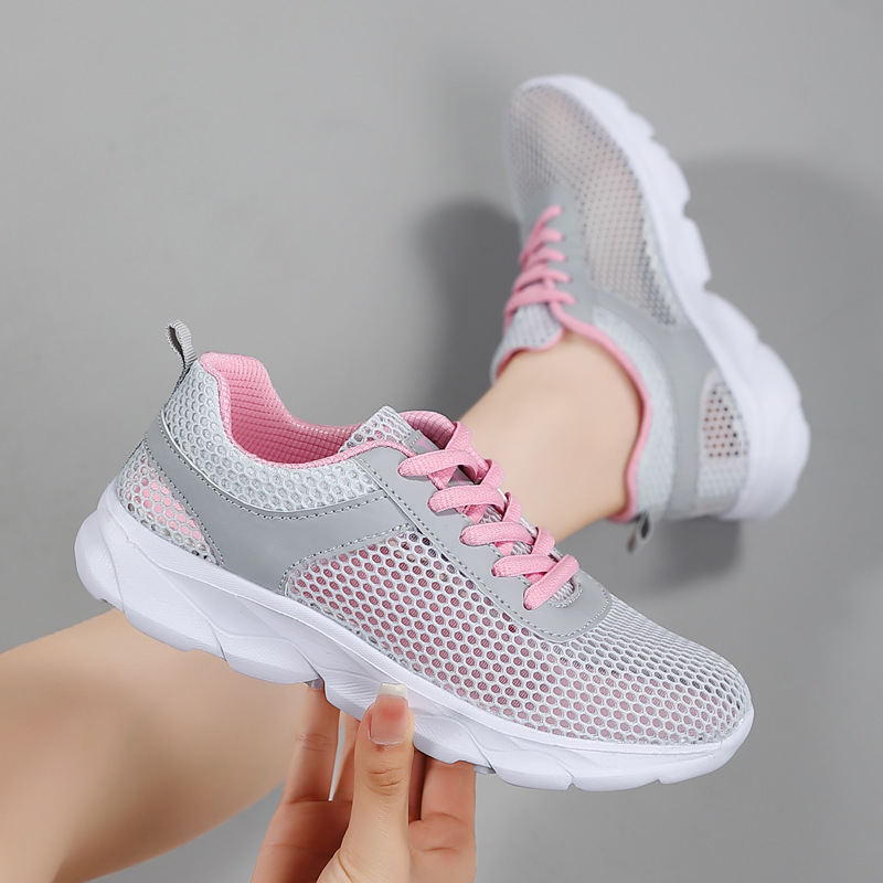 통기성 운동화 여성 여름 패션 경량 운동화 여성용 로우 탑 레이스 업 야외 다목적 메쉬 캐주얼 신발
